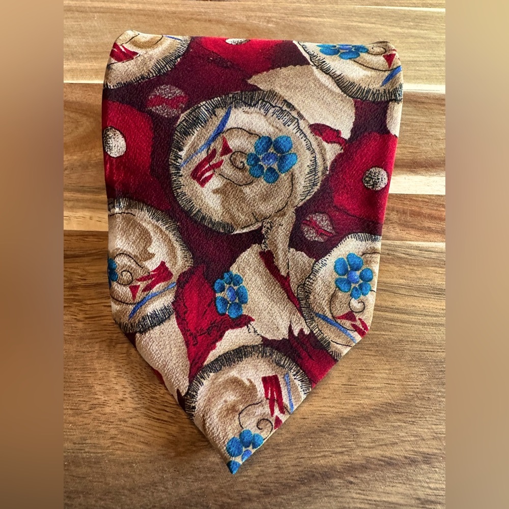 Collectible Jerry Garcia Red Snail Garden Silk Tie Stonehenge